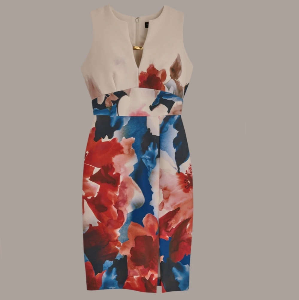 Donna Karan Floral Sleeveless Sheath Dress - Picture 16 of 16